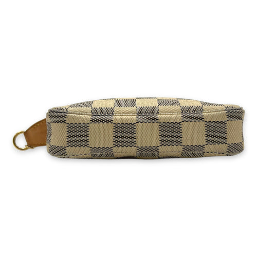 Louis Vuitton Pochette Accessoires Mini Damier Azur Pouch in Coated Canvas, Gold hardware_5