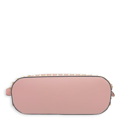 Valentino Rockstud Top Handle Bag Pink in Calfskin, Gold hardware_3