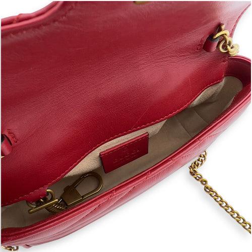 Gucci GG Marmont Crossbody Bag Mini Red in Calfskin, Gold hardware_9