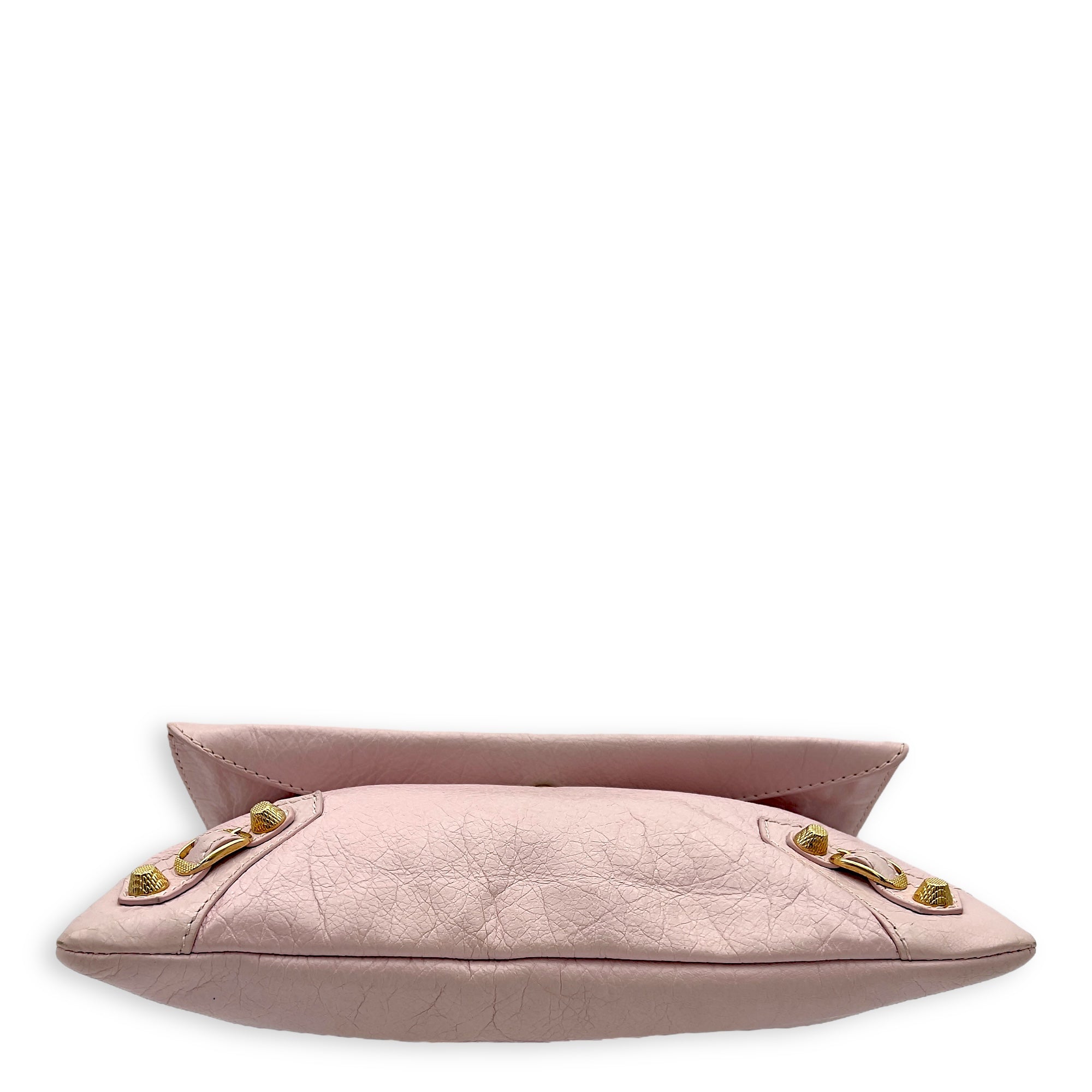 Balenciaga Envelope Clutch Pink in Distressed Leather, Gold hardware_5