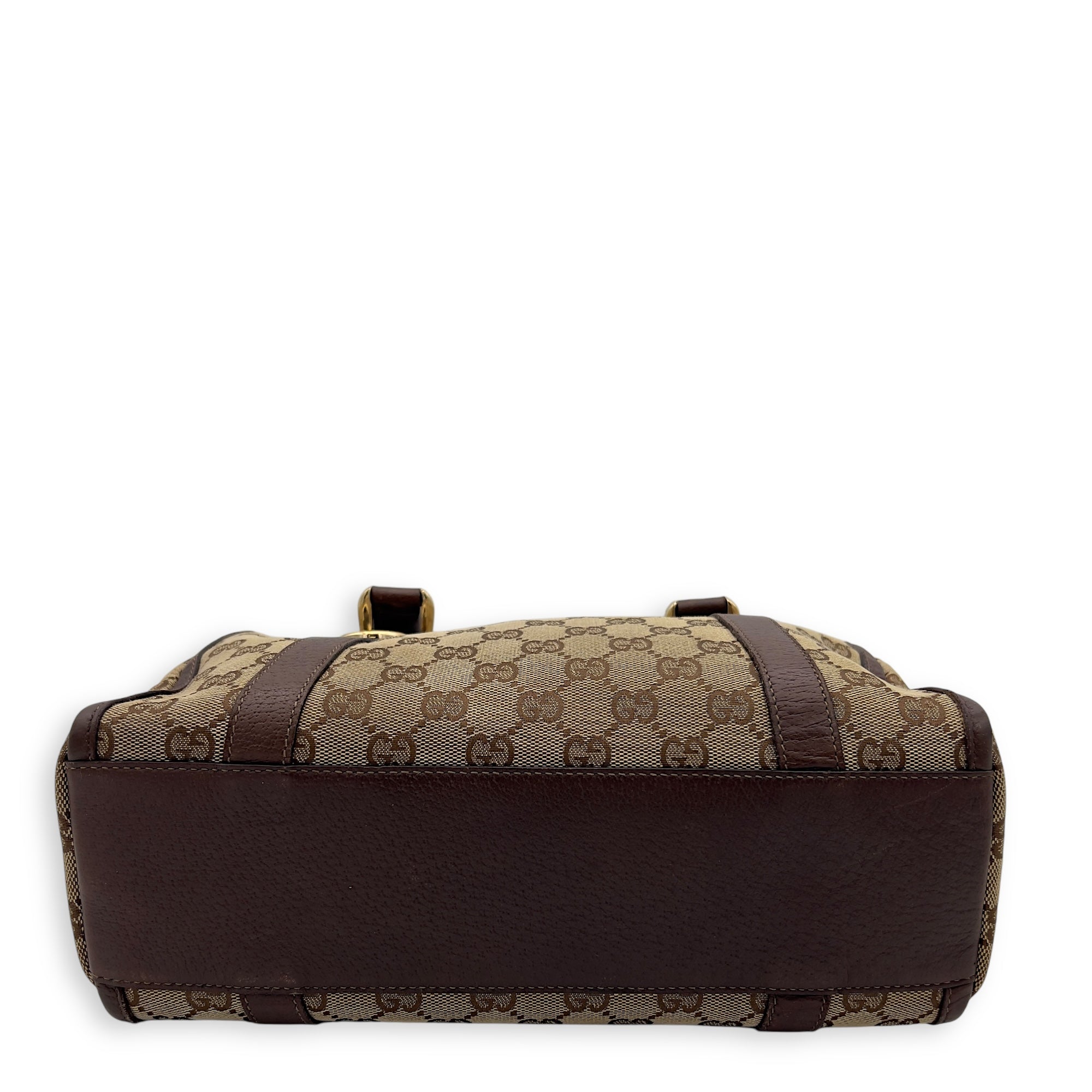 Gucci Vintage Brown Top Handle Bag in Jacquard, Gold hardware_5