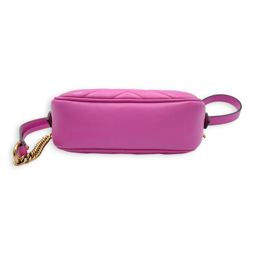 Gucci GG Marmont Crossbody Bag Small Pink in Calfskin, Gold hardware_5