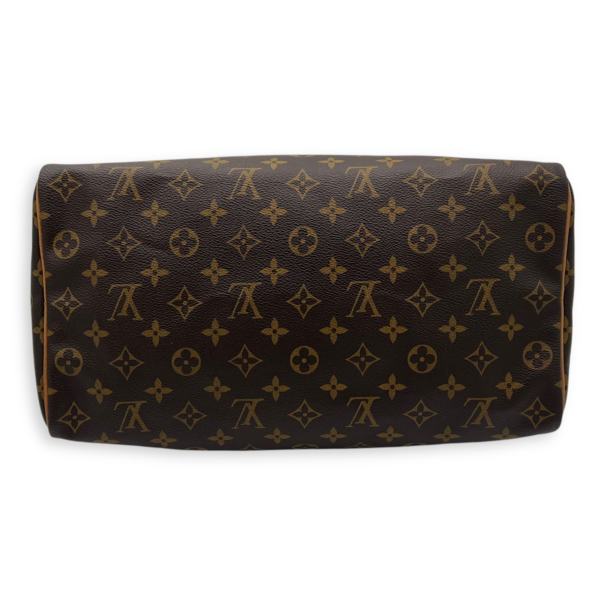 Louis Vuitton Speedy 35 Brown Top Handle Bag in Monogram Coated Canvas, Gold hardware_5