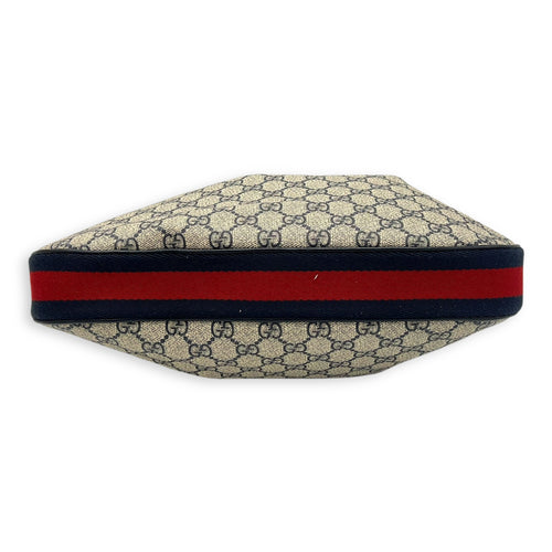 Gucci Attache Shoulder Bag Blue in Coated Canvas, Silver hardware_5