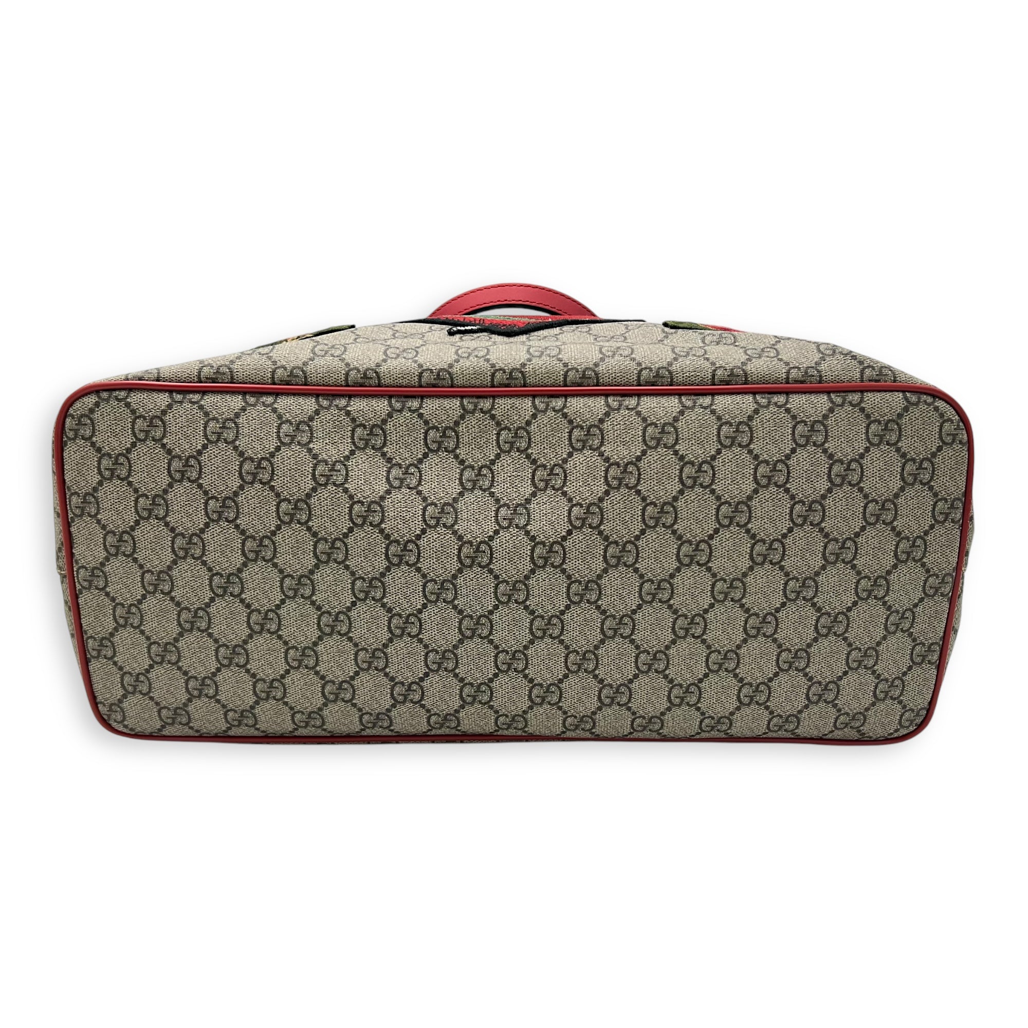 Gucci GG Supreme Snake Heart Grey Tote Bag in Coated Canvas, Silver hardware_5