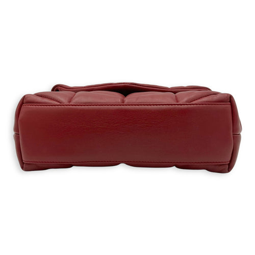 Saint Laurent Puffer Mini Red Shoulder Bag in Lambskin, Gold hardware_5