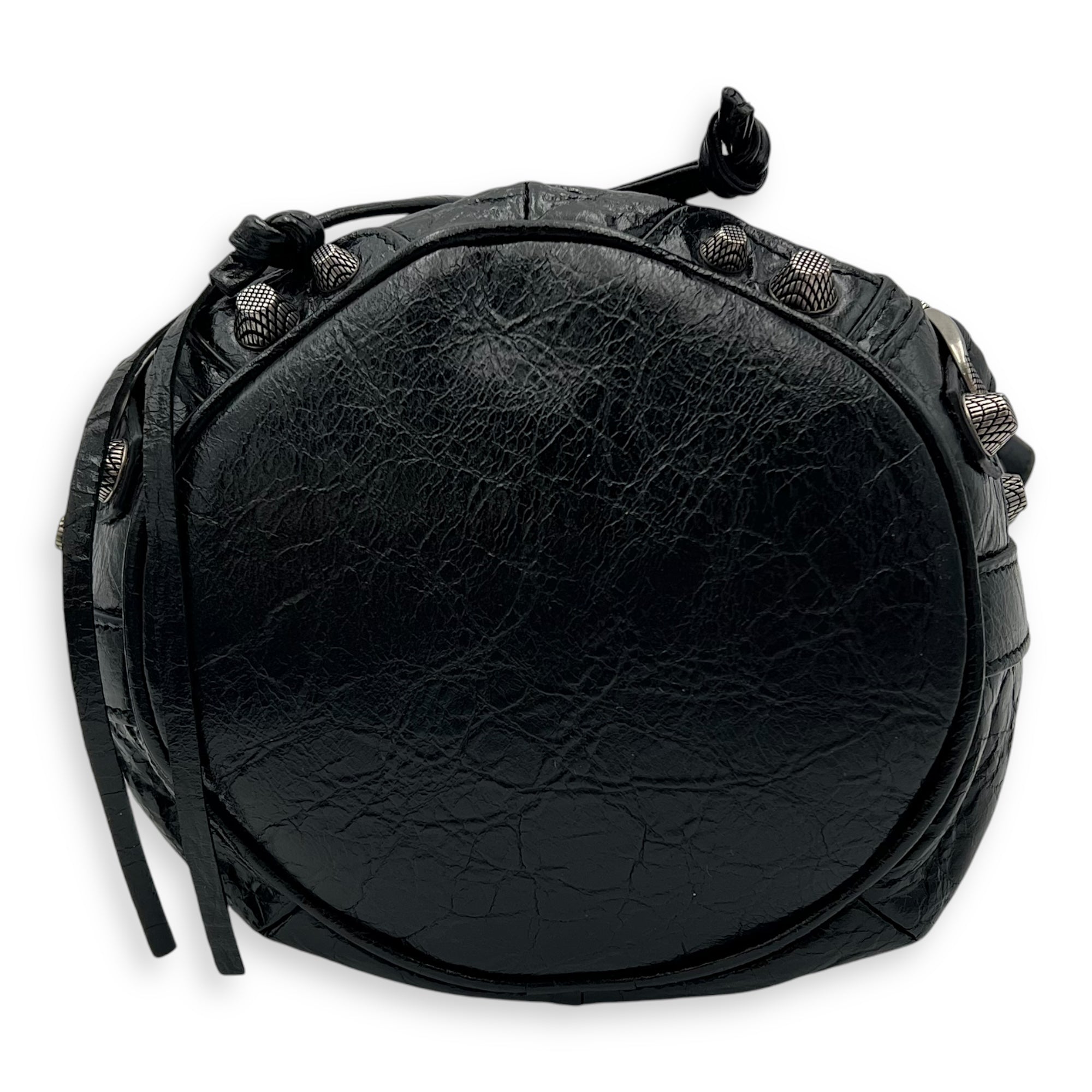 Balenciaga Le Cagole Bucket Bag Black in Lambskin, Silver hardware_5