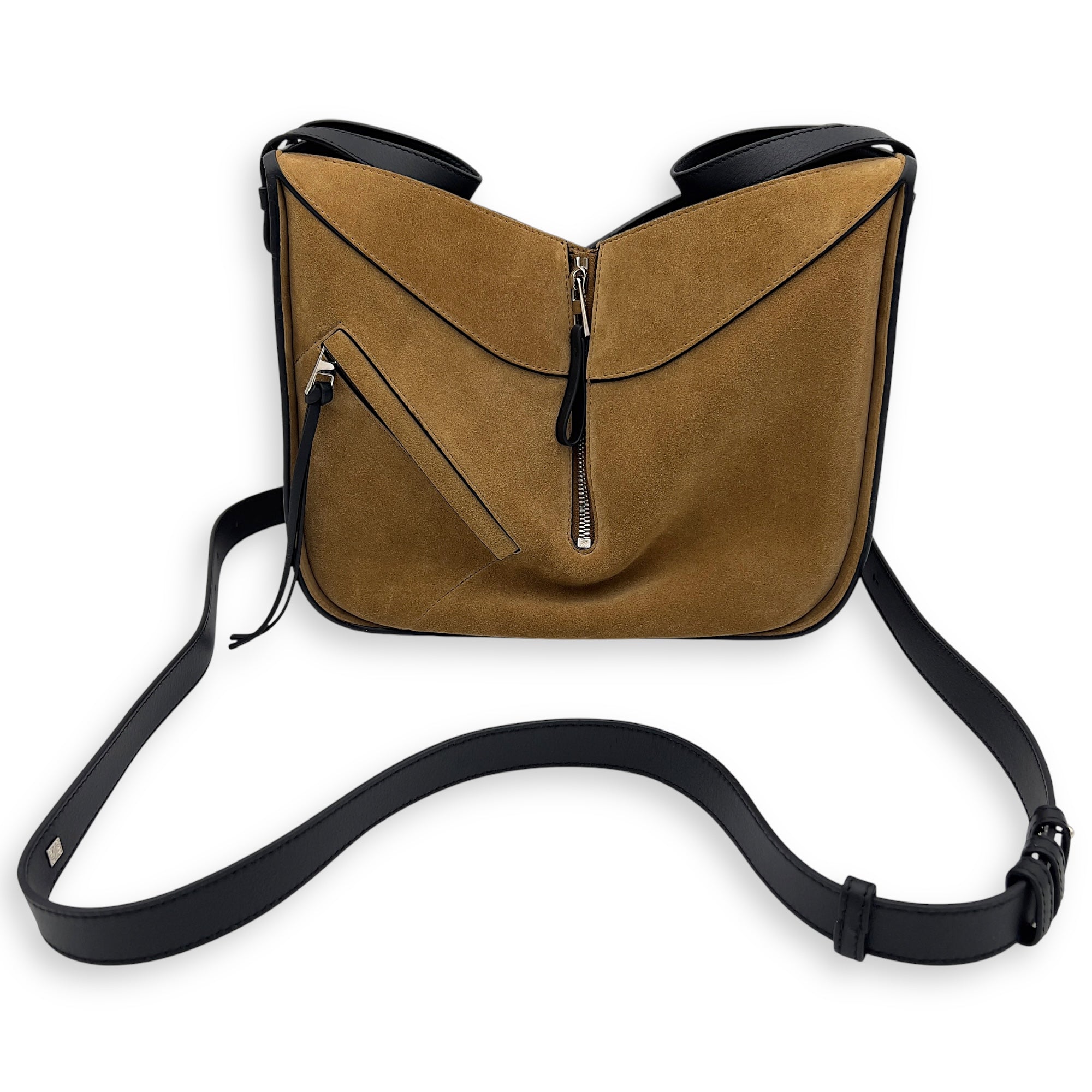 Loewe Hammock Small Brown Shoulder Bag in Suede Leather, Silver hardware_5