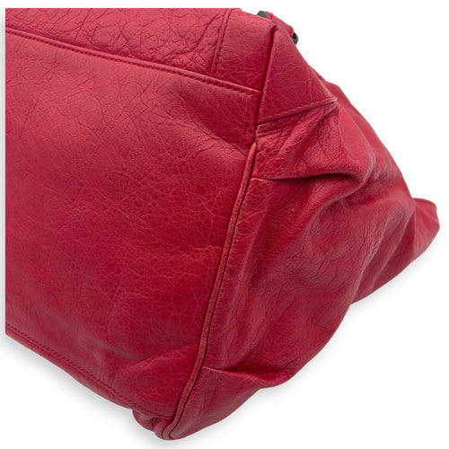 Balenciaga Sunday Red Top Handle Bag in Distressed Leather, Gunmetal hardware_5