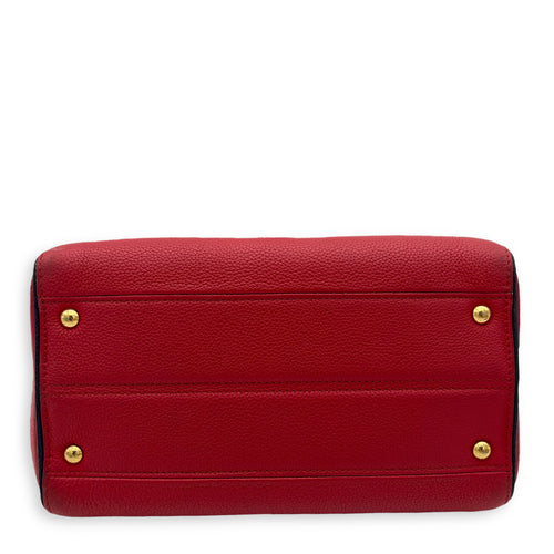 Louis Vuitton Double V Top Handle Bag Red in Calfskin, Gold hardware_5