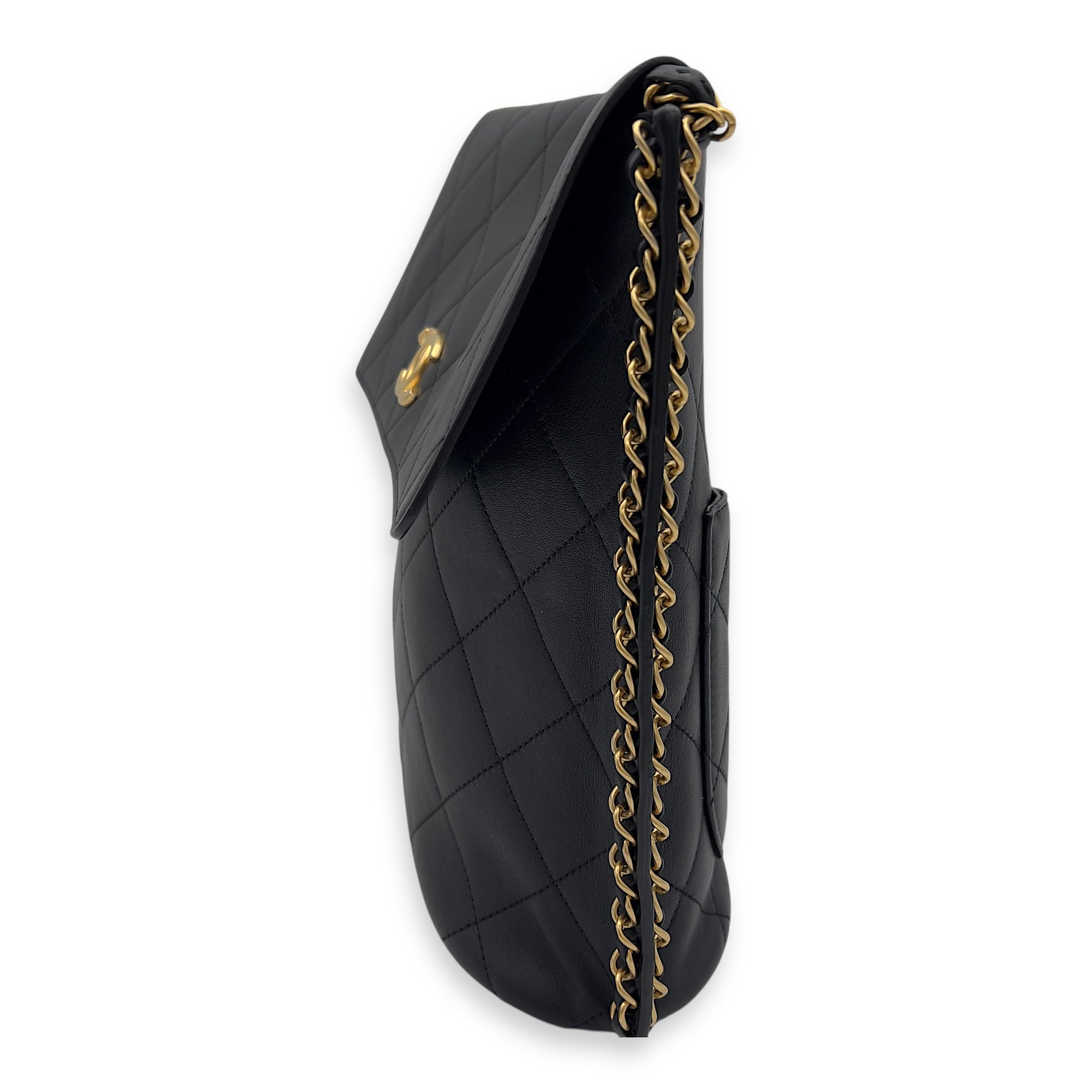 Chanel CC Chain Side Black Shoulder Bag in Calfskin, Gold hardware_6