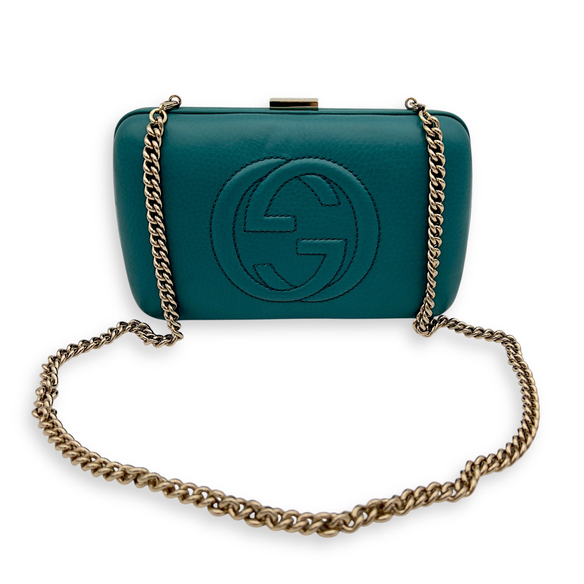 Gucci Soho Clutch Blue in Calfskin, Gold hardware_7