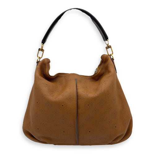 Louis Vuitton Mahina Shoulder Bag Brown in Calfskin, Gold hardware_7