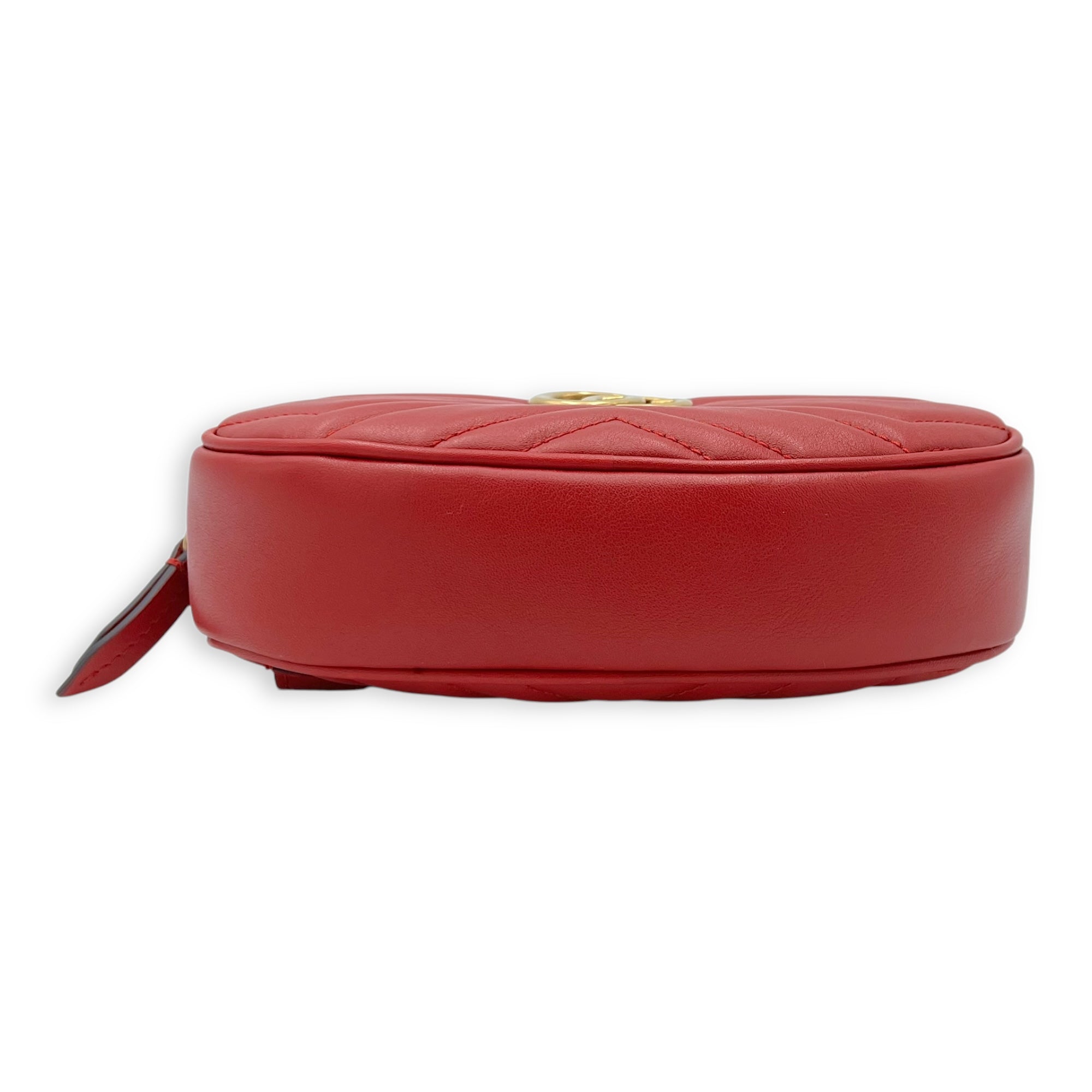 Gucci GG Marmont Belt Bag Red in Calfskin, Gold hardware_5