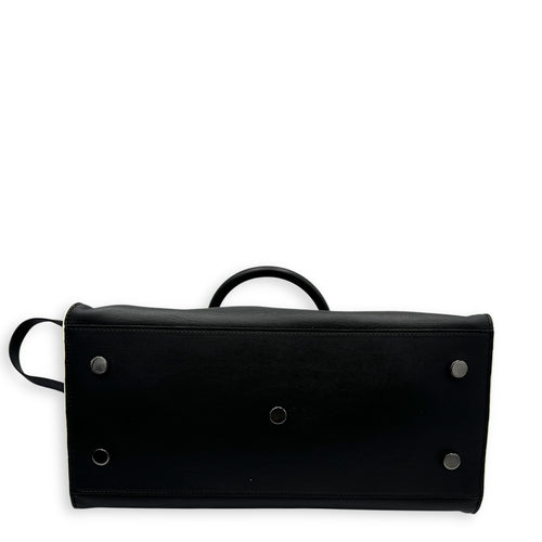 Saint Laurent Cabas Top Handle Bag Black in Calfskin, Silver hardware_5