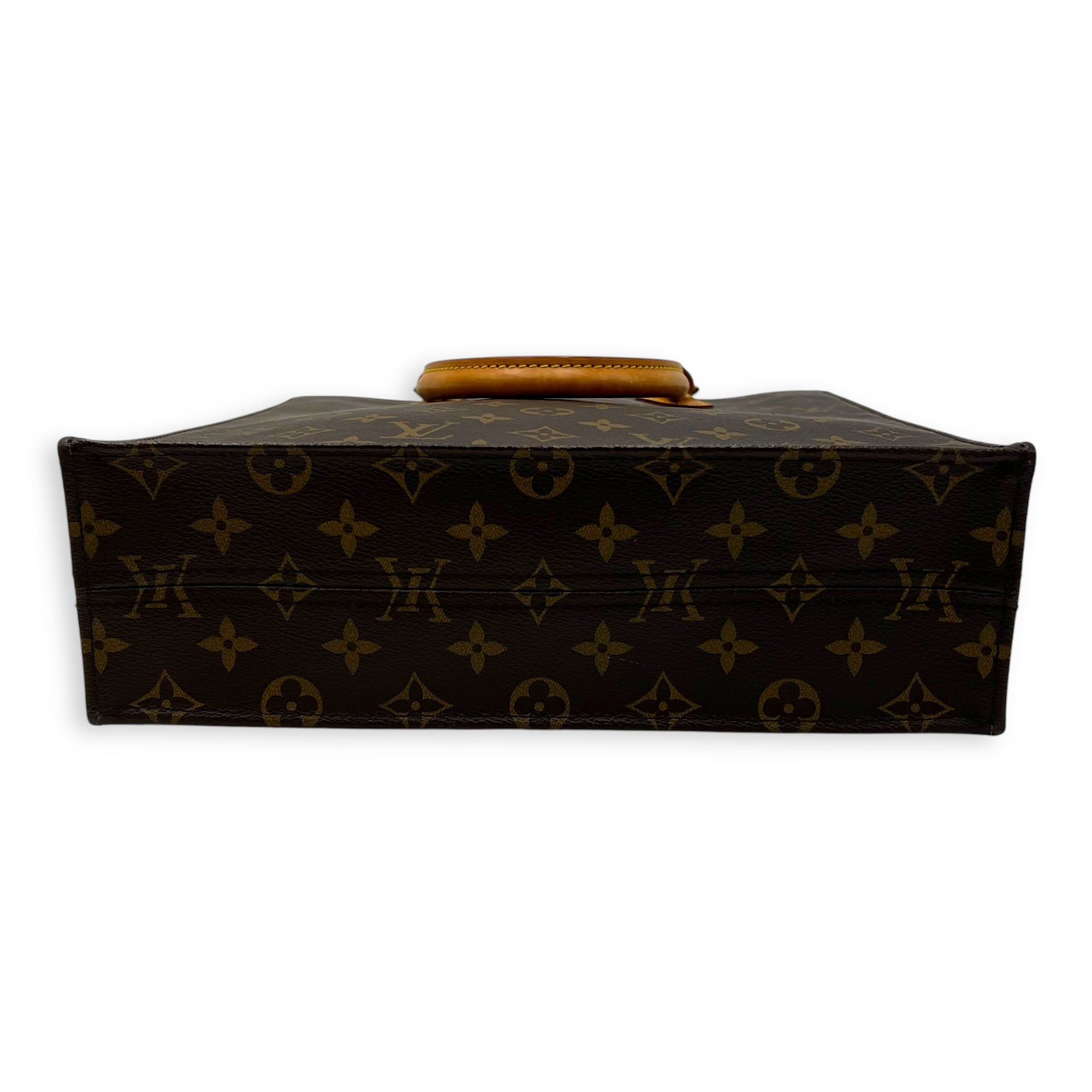 Louis Vuitton Sac Plat PM Brown Top Handle Bag in Monogram Coated Canvas, Gold hardware_5