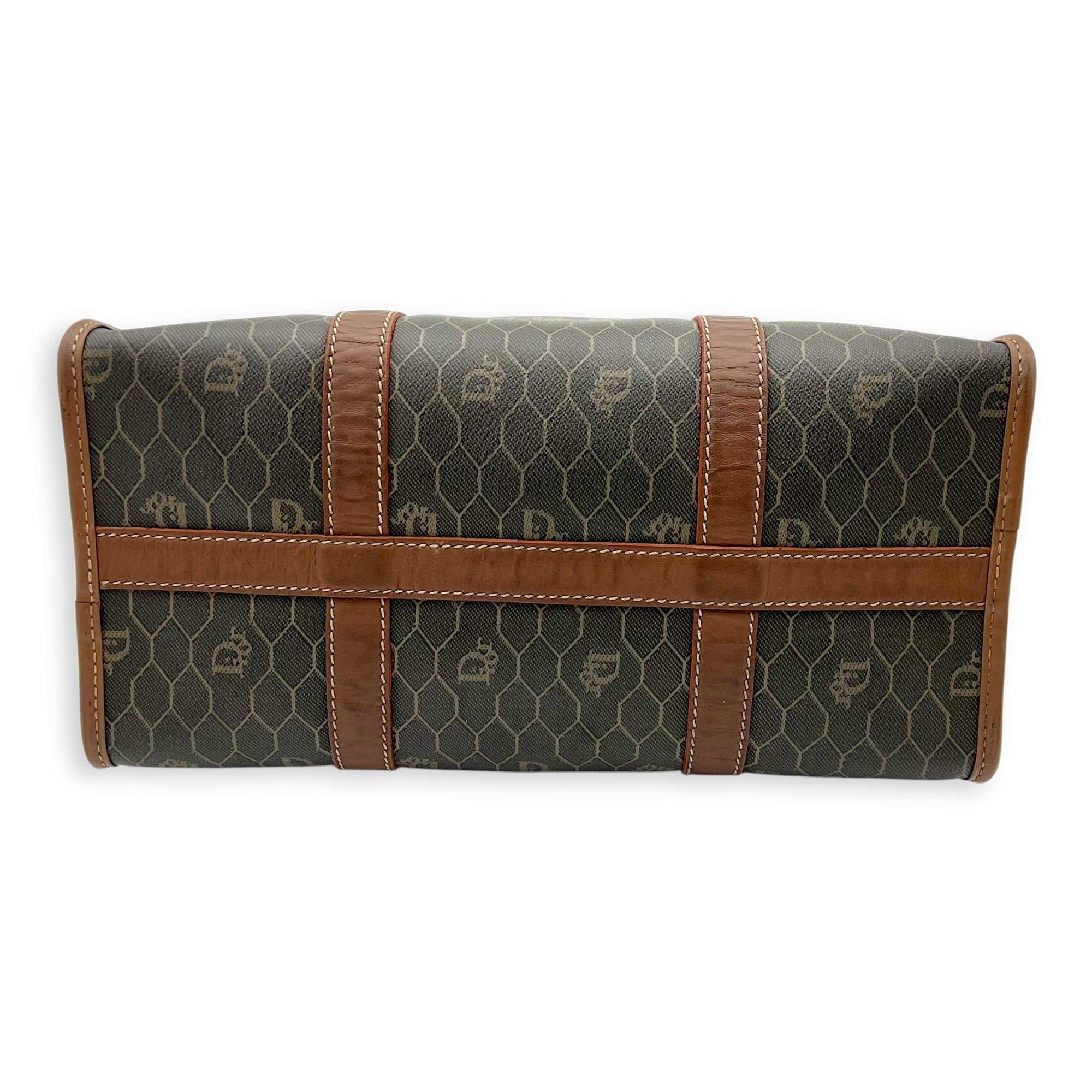 Christian Dior Honeycomb  Top Handle Bag Brown in Coated Canvas, Gold hardware_5