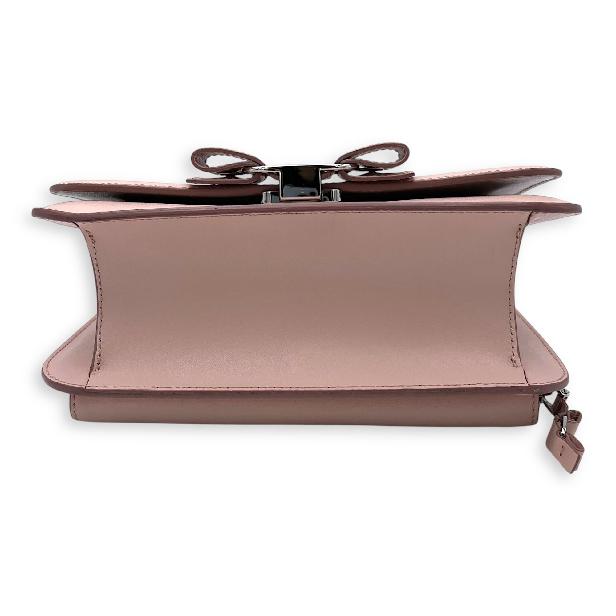 Salvatore Ferragamo Vara Bow Crossbody Bag Pink in Calfskin, Silver hardware_5