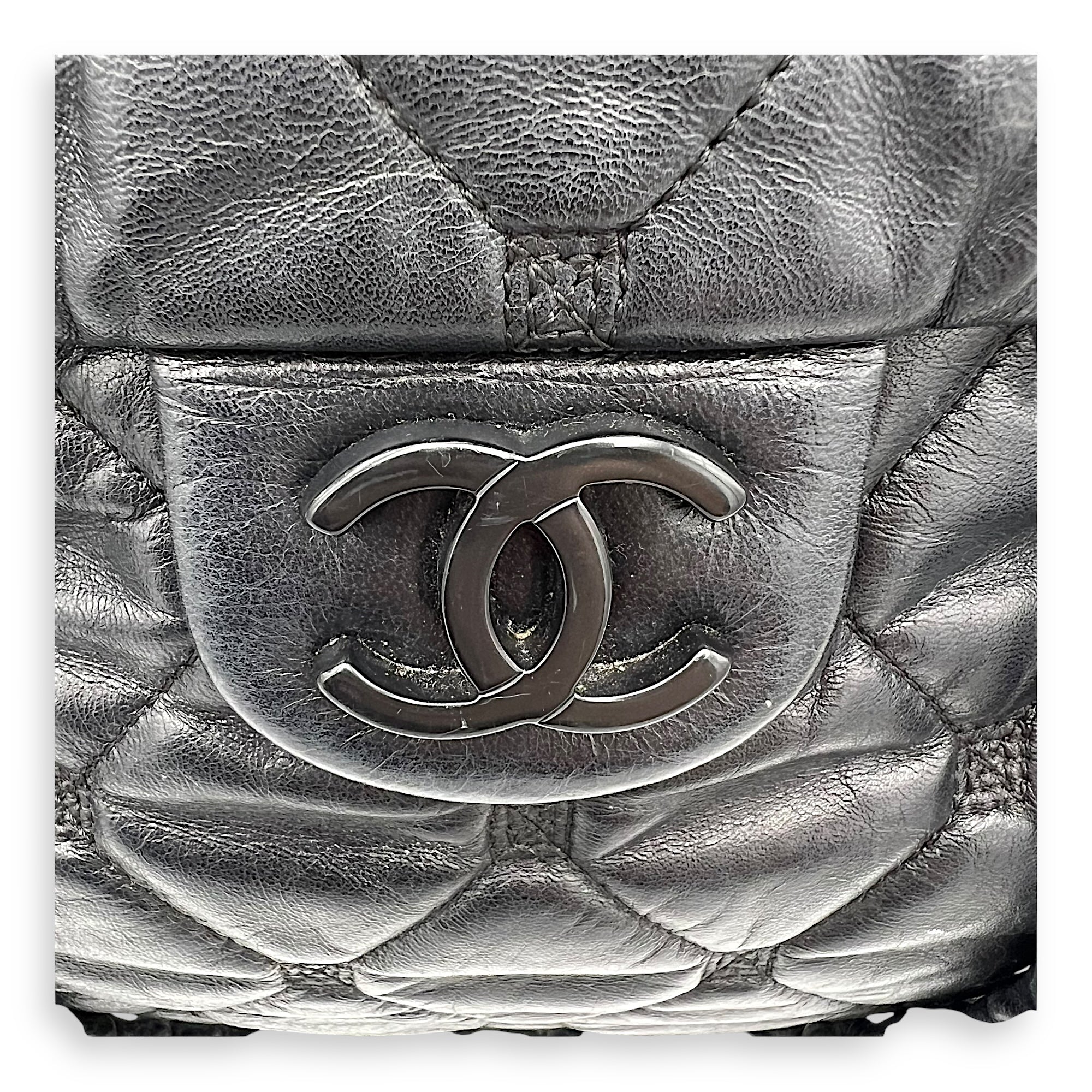 Chanel Hidden Chain Flap Black Top Handle Bag in Calfskin, Silver hardware_9