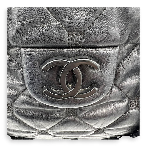 Chanel Hidden Chain Flap Black Top Handle Bag in Calfskin, Silver hardware_9