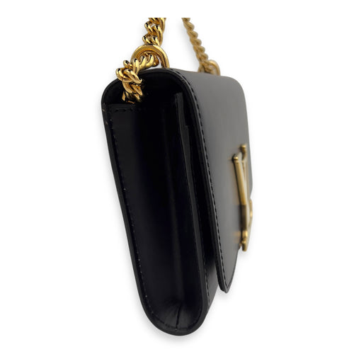 Louis Vuitton Louise Wallet On Chain Black in Calfskin, Gold hardware_4