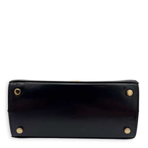 Salvatore Ferragamo Logo Top Handle Bag Black in Calfskin, Gold hardware_9