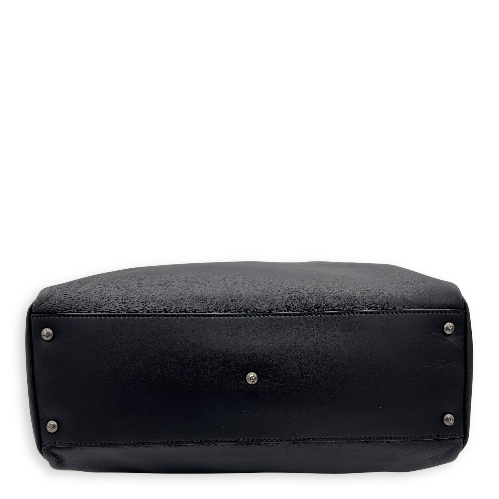 Fendi Peekaboo Top Handle Bag Black in Calfskin, Silver hardware_5