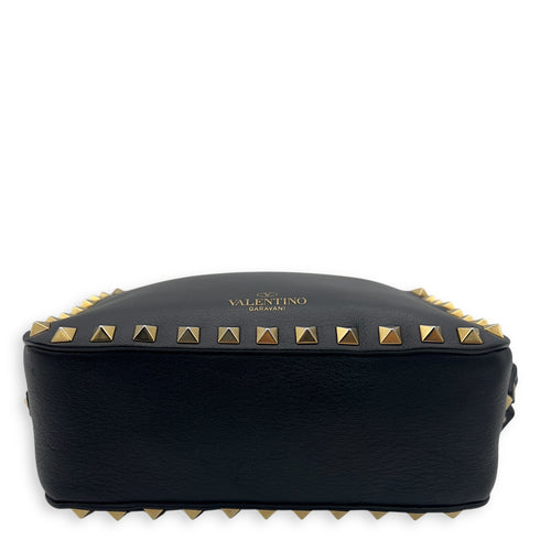 Valentino Studs Crossbody Bag Black in Calfskin, Gold hardware_5