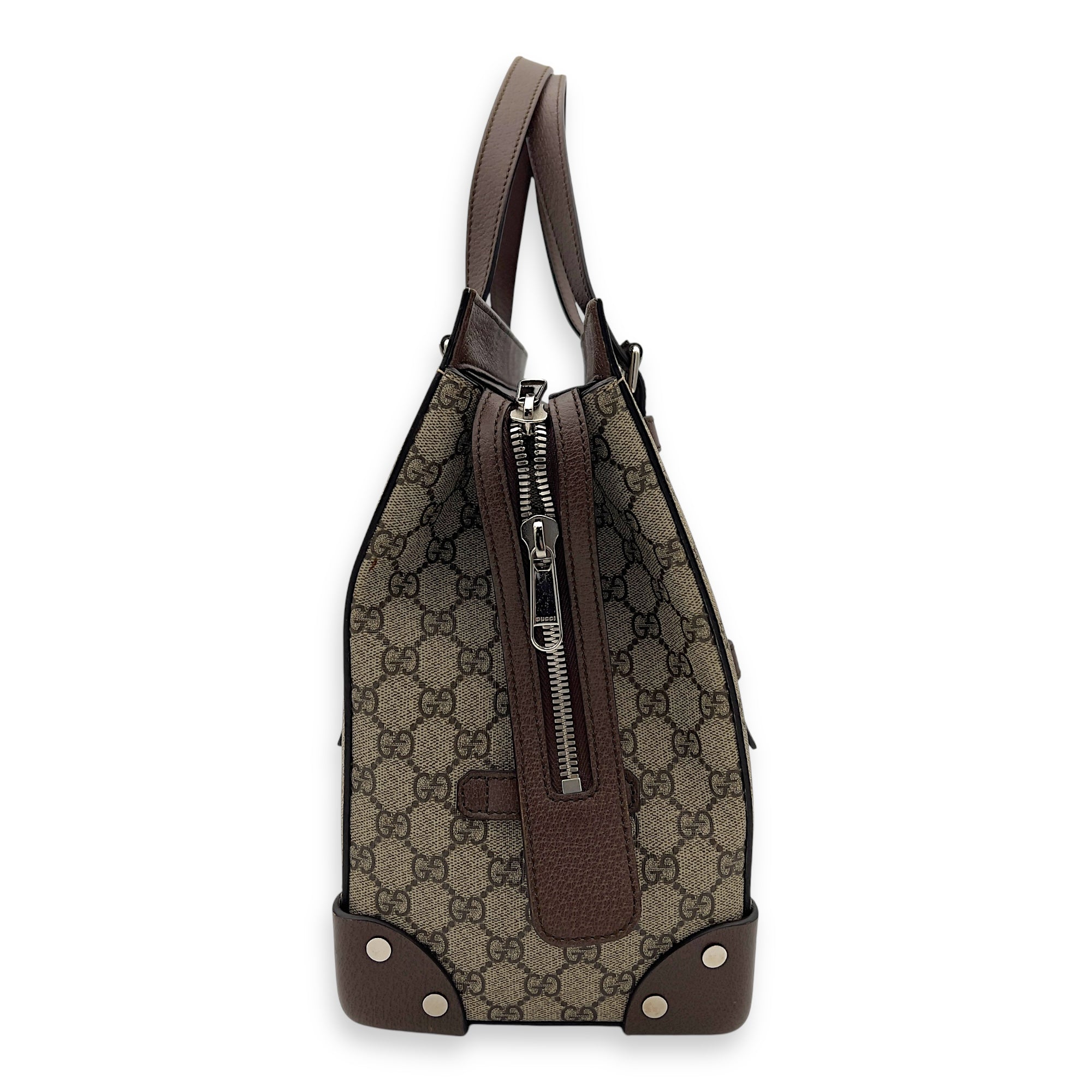 Gucci Guccissima Tote Bag Brown in Coated Canvas, Silver hardware_6