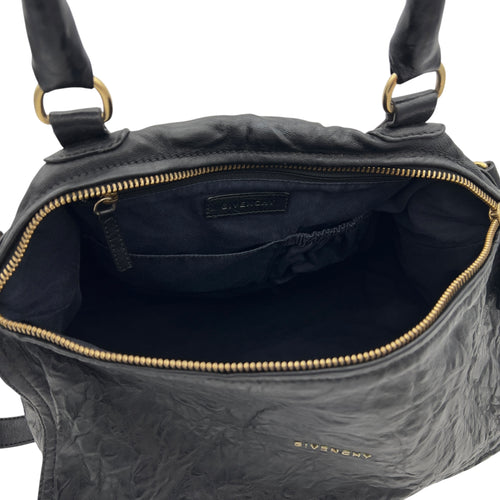 Givenchy Pandora Shoulder Bag Large Black in Distressed Leather, Gold hardware_5