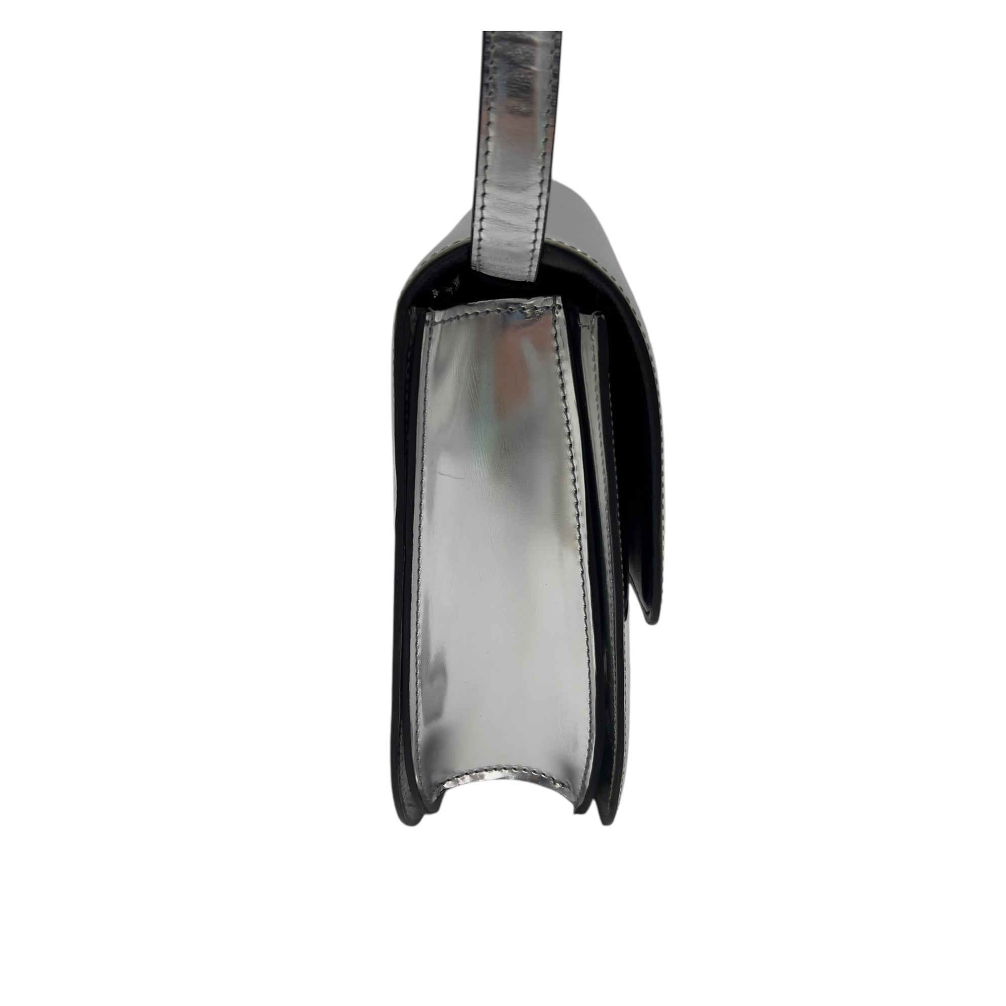 Celine Box Medium Silver Shoulder Bag in Calfskin, Silver hardware_3