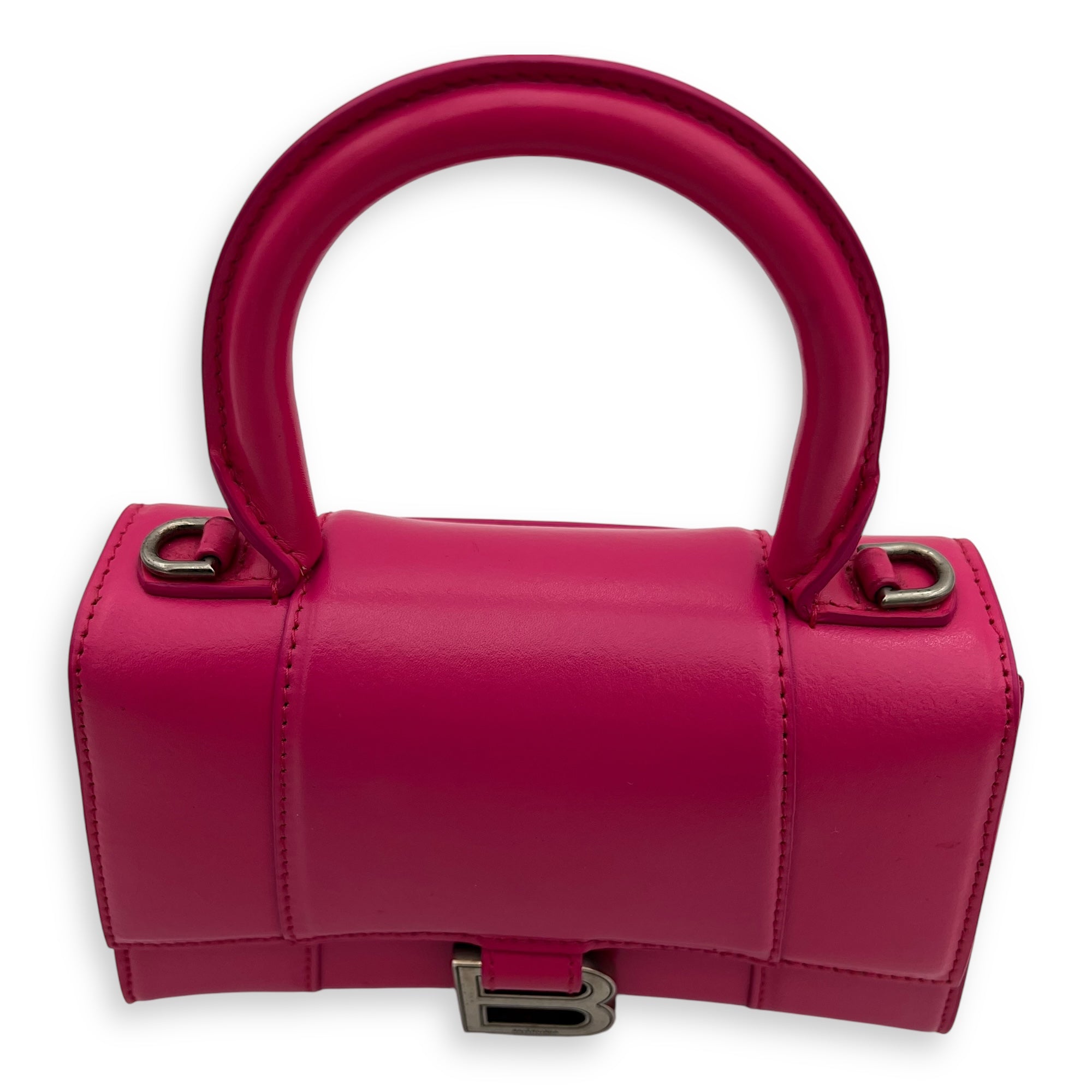 Balenciaga Hourglass XS Top handle bag in Calfskin, Silver