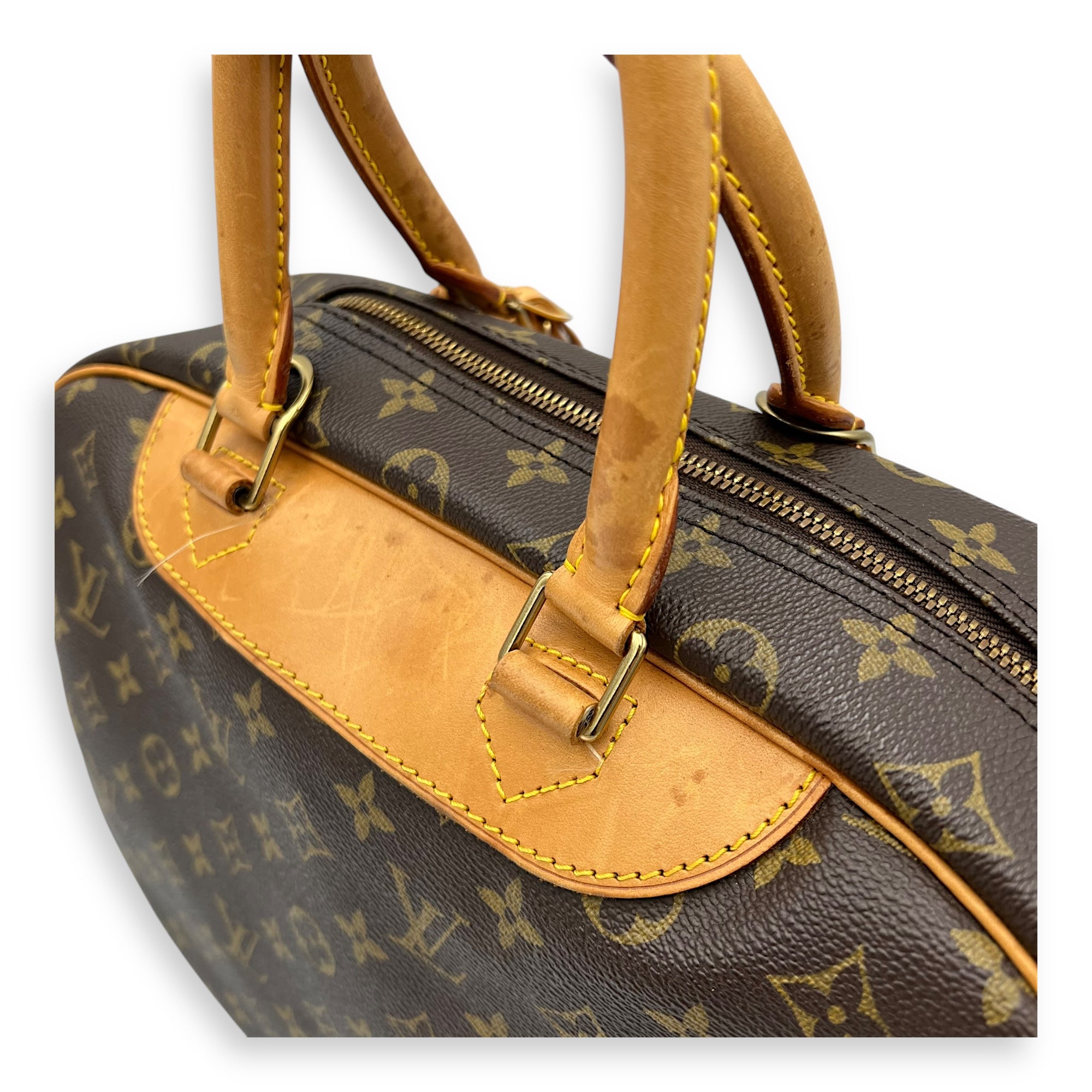 Louis Vuitton Deauville Brown Top handle Bag in Monogram Coated