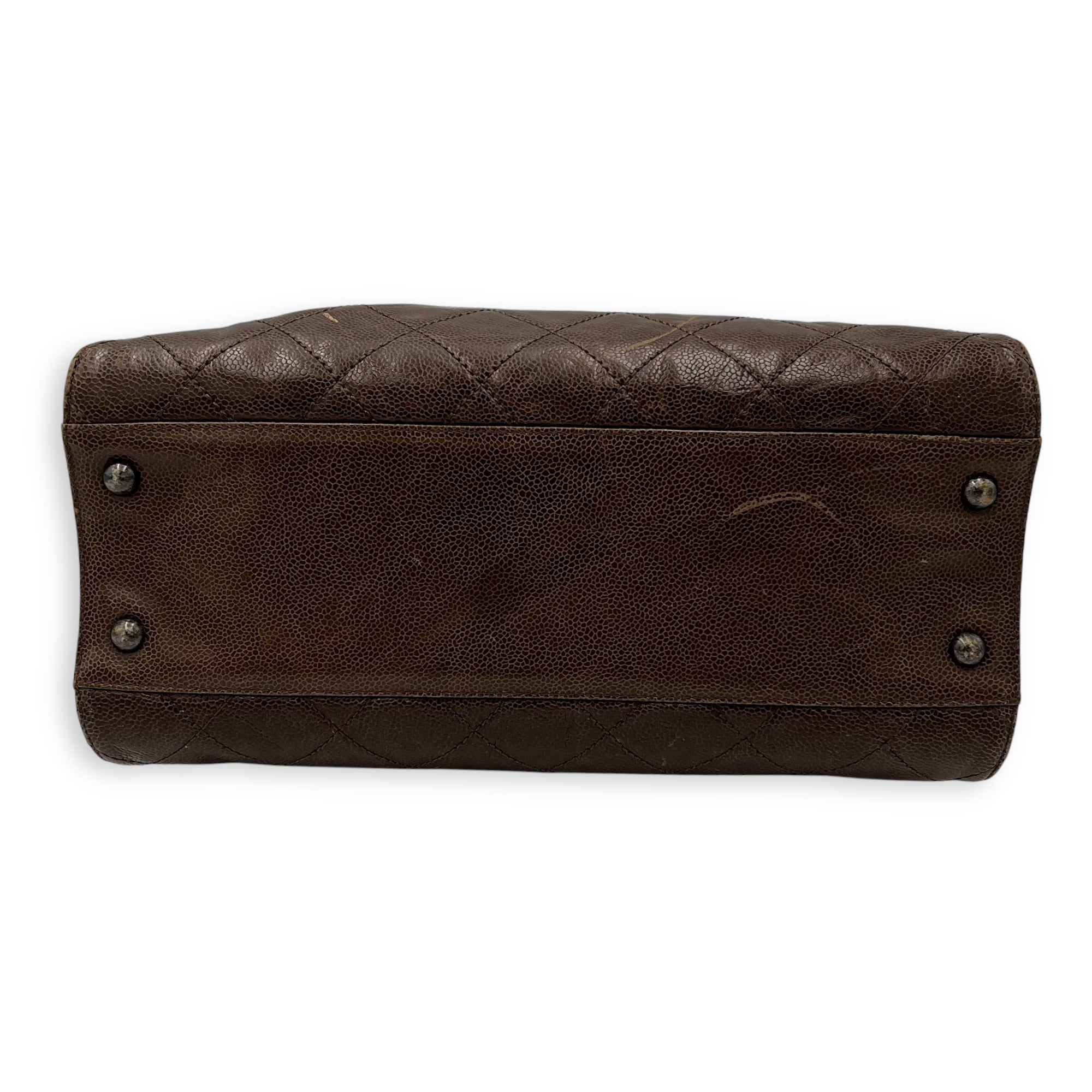 Chanel Two-way Brown Top Handle Bag in Caviar Leather, Ruthenium hardware_5