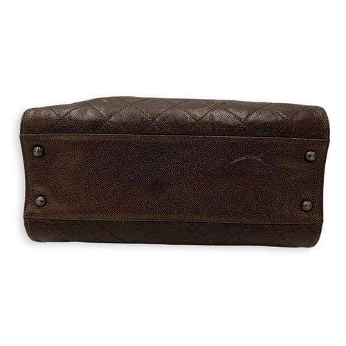 Chanel Two-way Brown Top Handle Bag in Caviar Leather, Ruthenium hardware_5