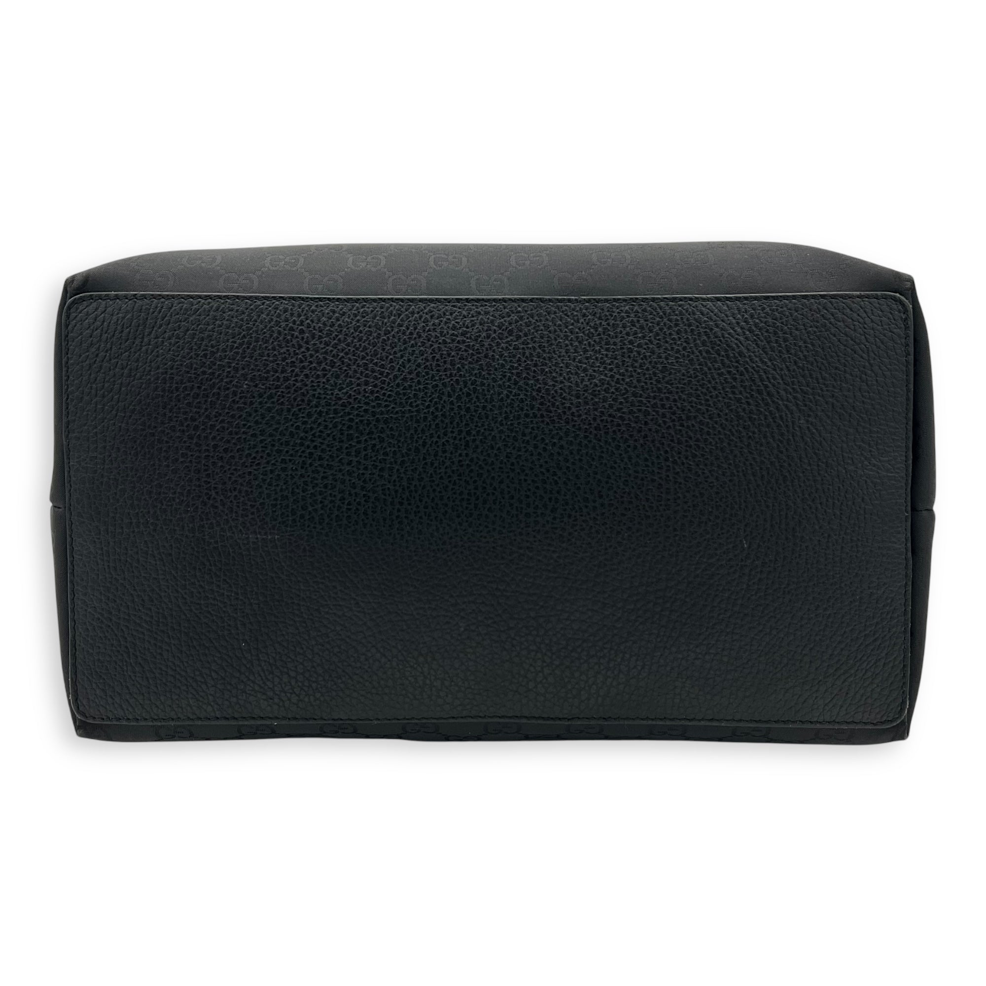 Gucci Tote Top Handle Bag Medium Black in Calfskin, Silver hardware_5
