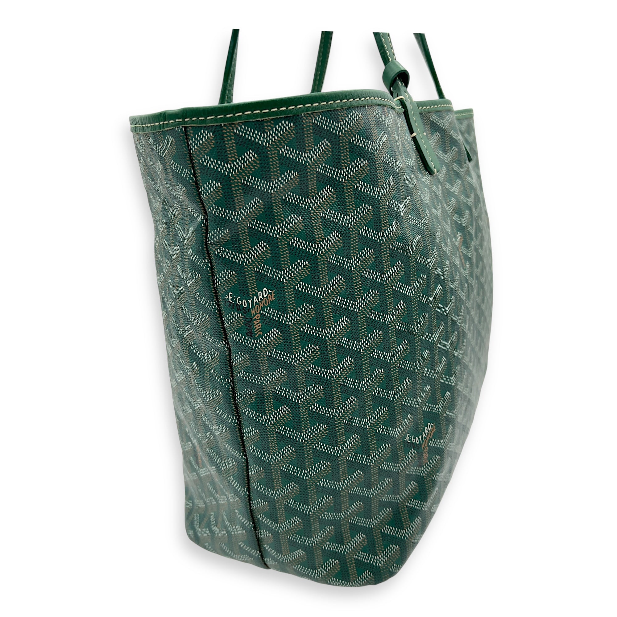 Goyard Saint Louis Tote Bag Green in Coated Canvas, Silver hardware_7