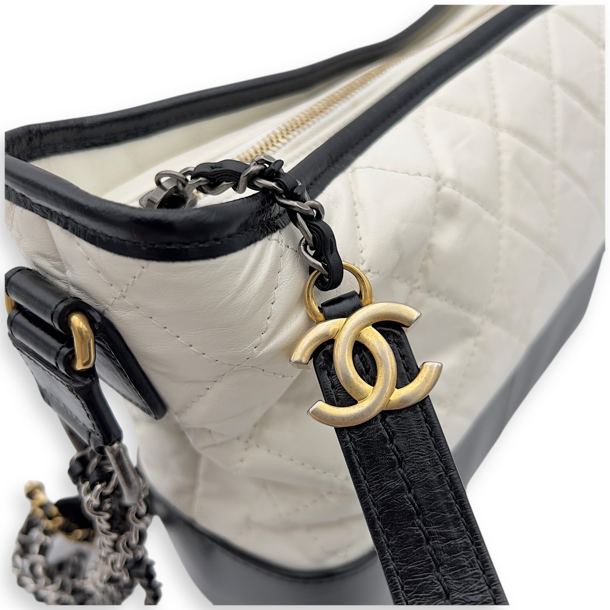 Chanel Gabrielle Shoulder Bag White in Calfskin, Mixed hardware_7