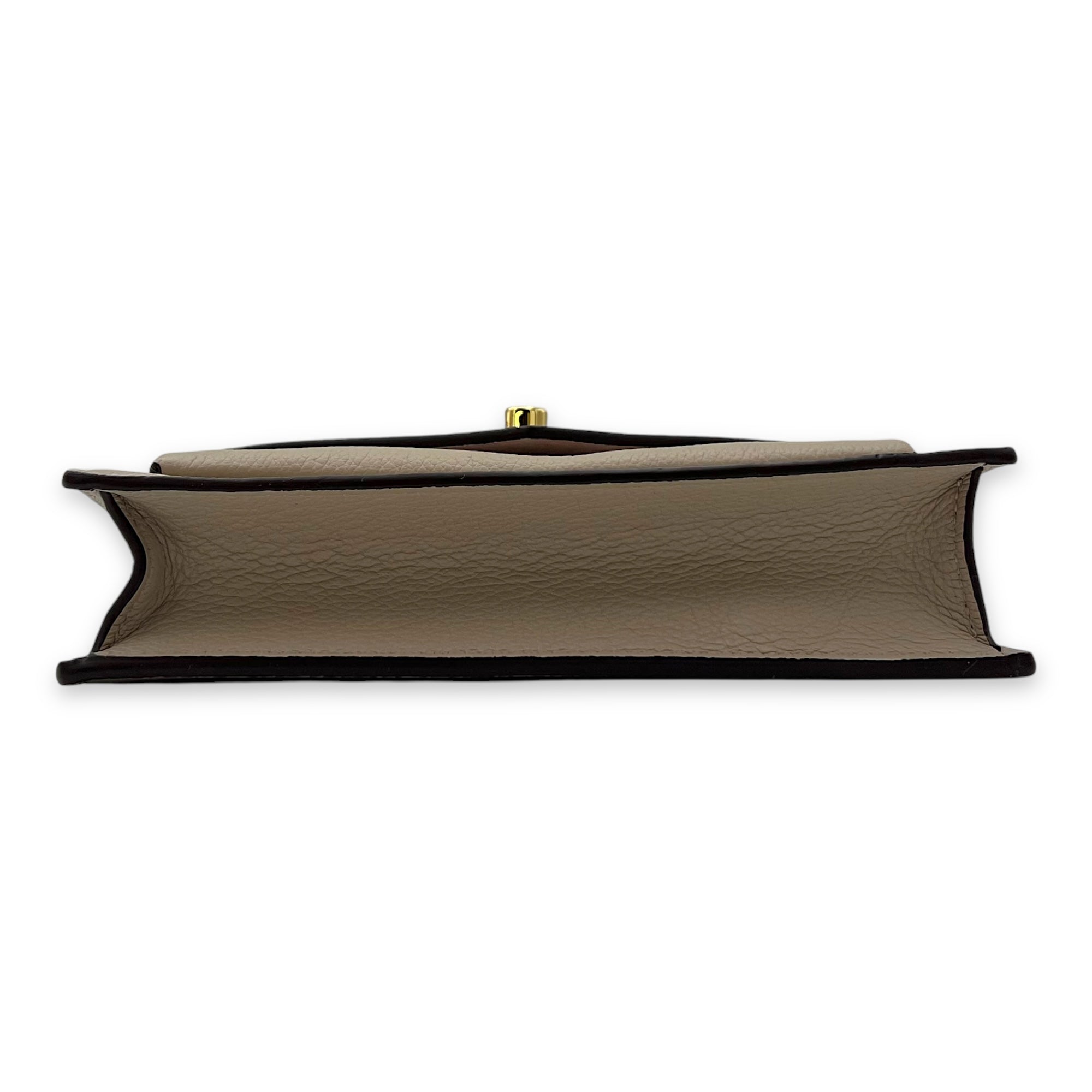 Louis Vuitton LockMe Wallet On Chain Beige in Calfskin, Gold hardware_5