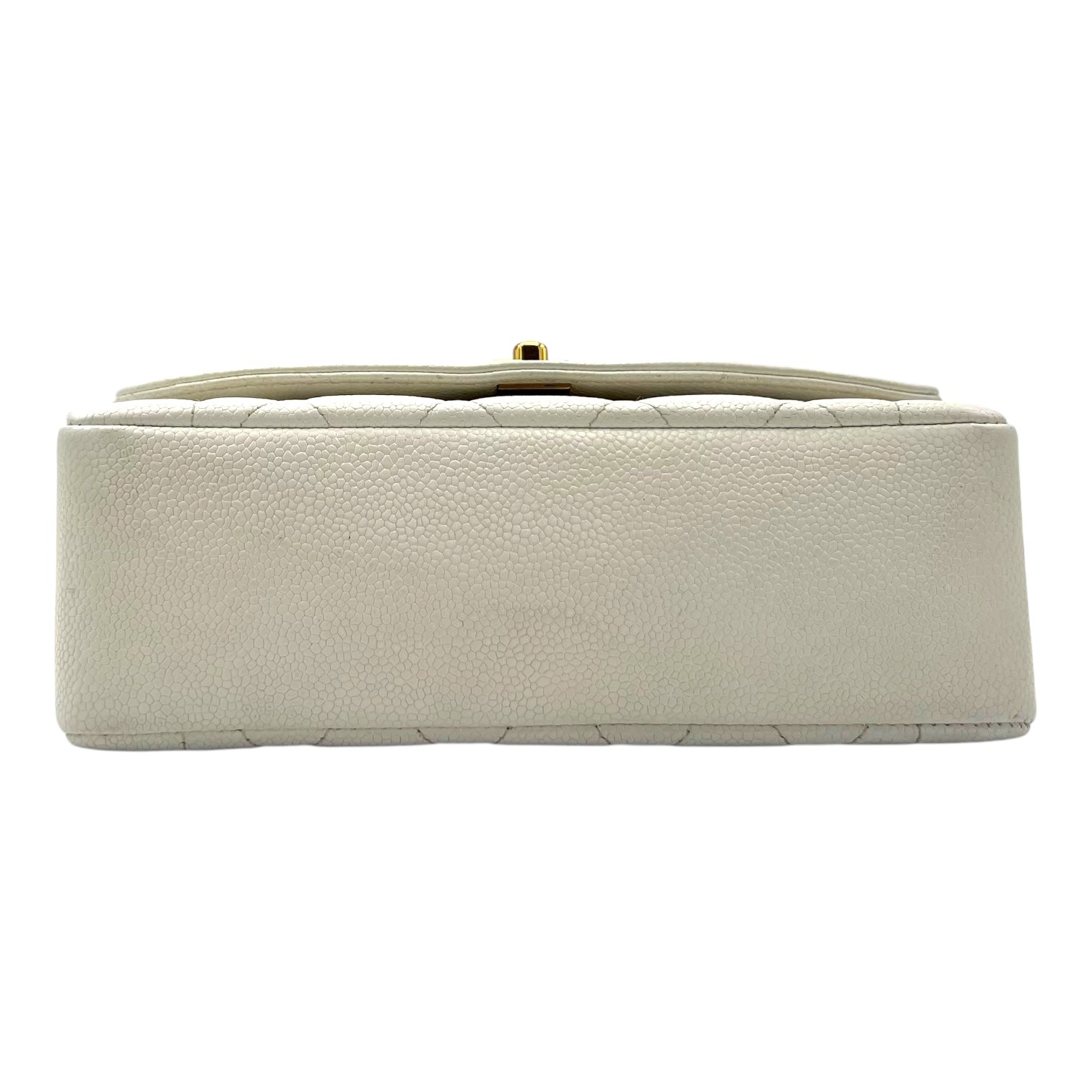 Chanel Diana Shoulder Bag White in Caviar Leather, Gold hardware_5