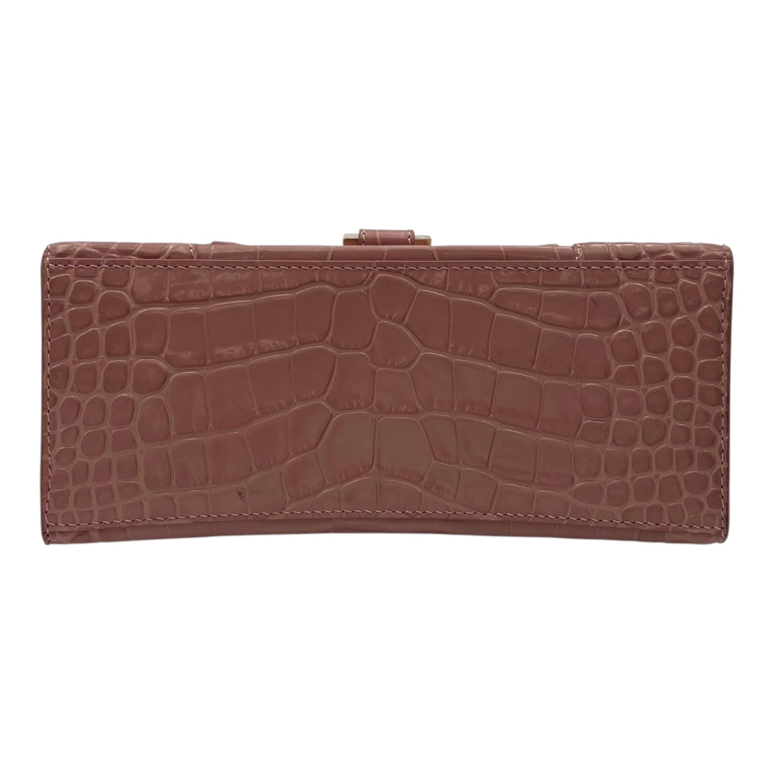 Balenciaga Hourglass Top Handle Bag Beige in Crocodile Embossed Calfskin, Silver hardware_5