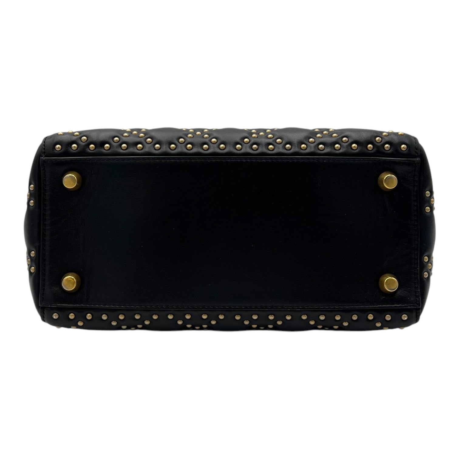 Christian Dior Lady Dior Top Handle Bag Black in Calfskin, Gold hardware_5