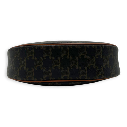 Celine Ava Shoulder Bag Brown in Coated Canvas, Gold hardware_5