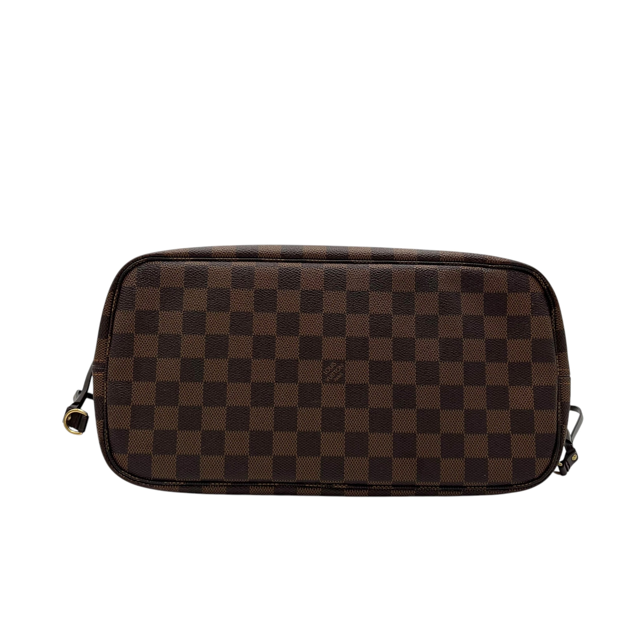 Louis Vuitton Neverfull Tote Bag MM Ebene with Pouch in Coated Canvas, Gold hardware_5