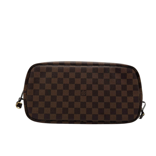 Louis Vuitton Neverfull Tote Bag MM Ebene with Pouch in Coated Canvas, Gold hardware_5