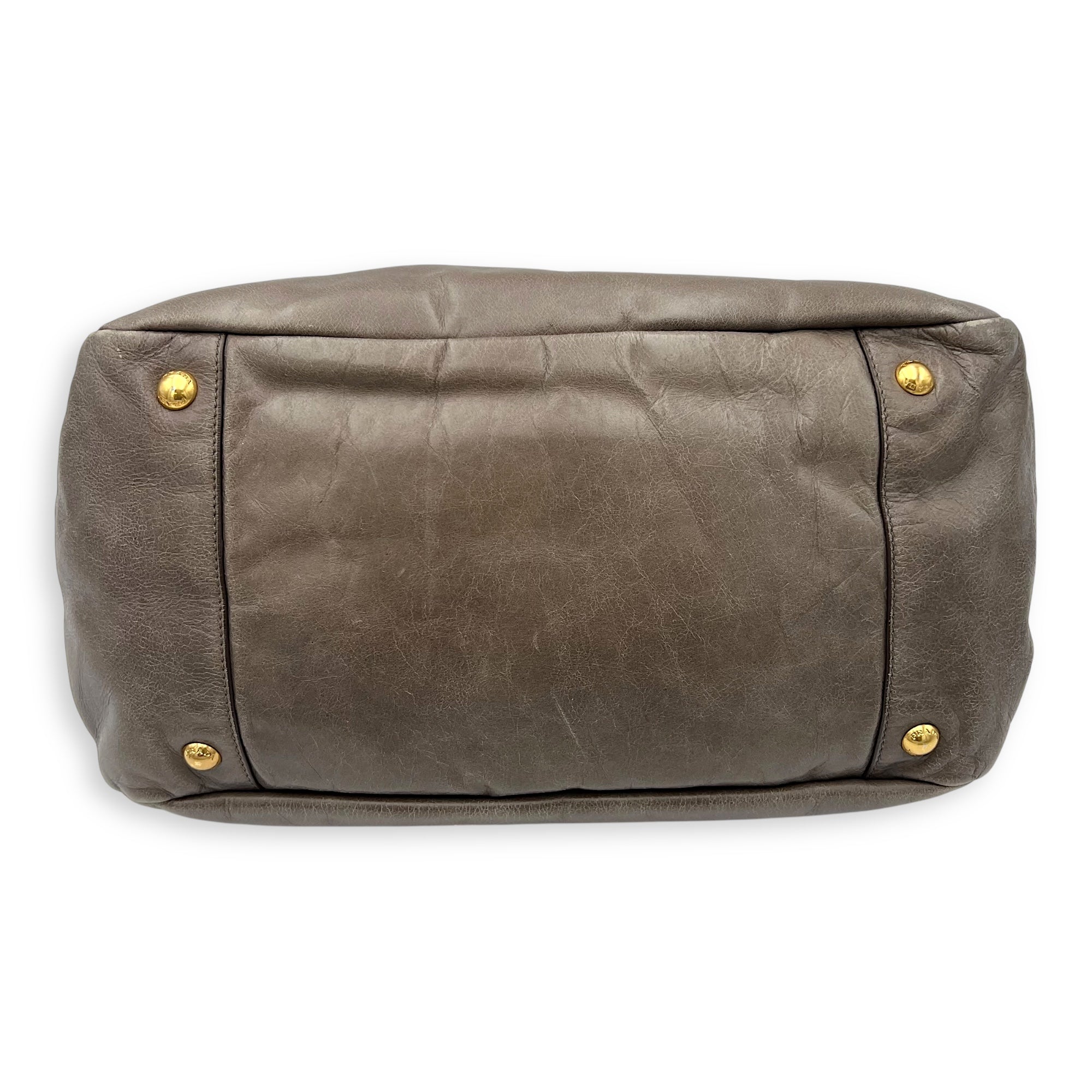 Prada 2 way bag Top Handle Bag Brown in Calfskin, Gold hardware_5