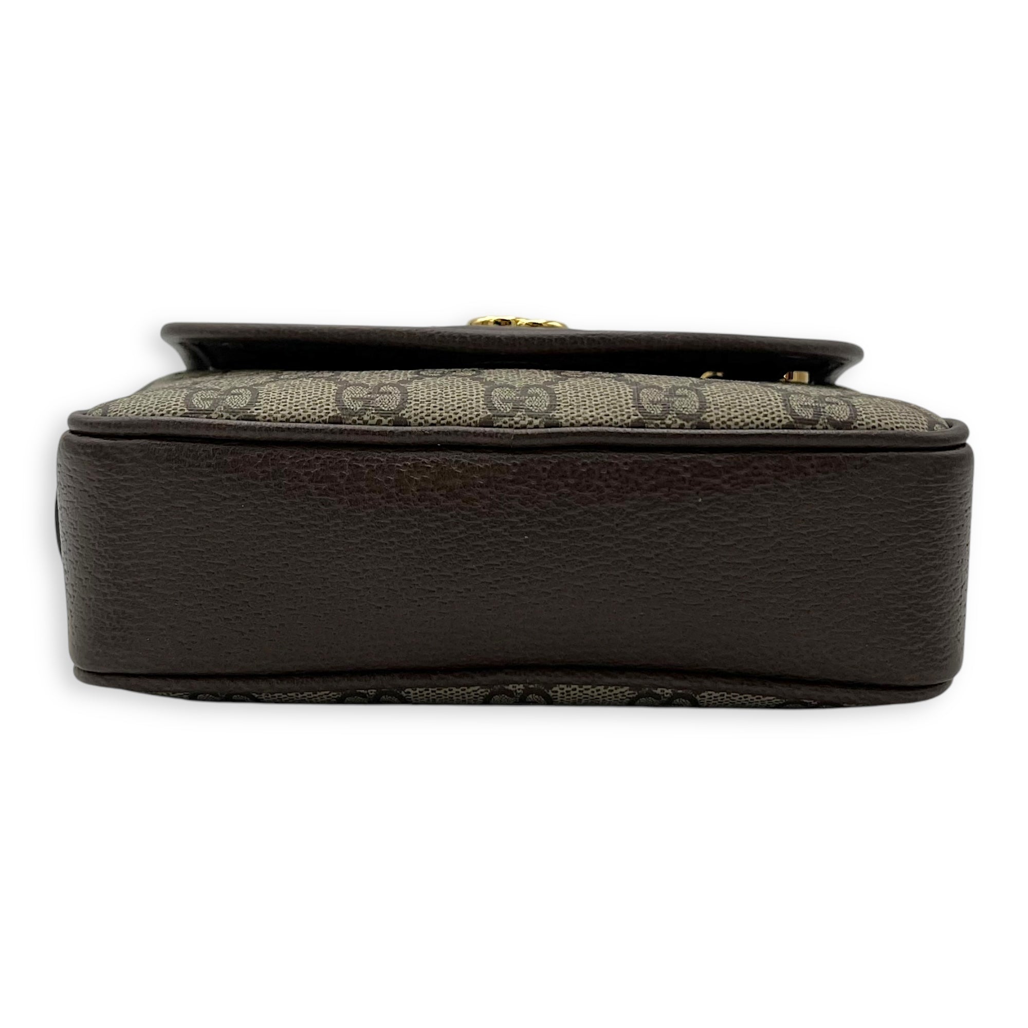 Gucci Ophidia Brown Crossbody Bag in Coated Canvas, Gold hardware_5