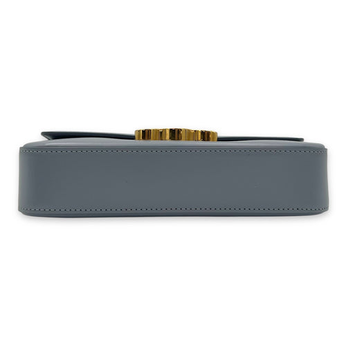 Celine Triomphe Shoulder Bag Blue Grey in Calfskin, Gold hardware_5