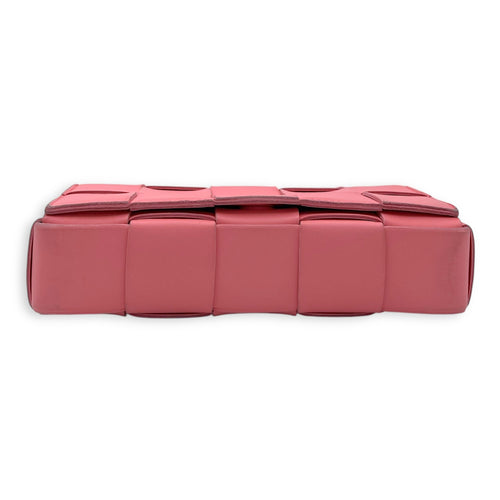 Bottega Veneta Cassette Crossbody Bag Pink in Calfskin, Silver hardware_5