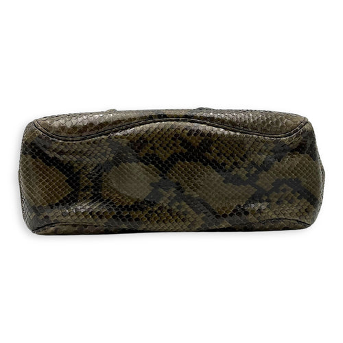 Gucci Flap Top Handle Bag Green in Python Leather, Silver hardware_5